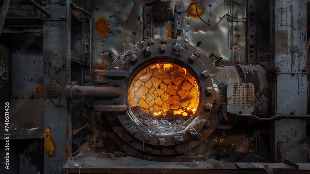 Cold furnace of abandoned industrial foundry : Generative AI Cold furnace of abandoned industrial foundry : Generative AI