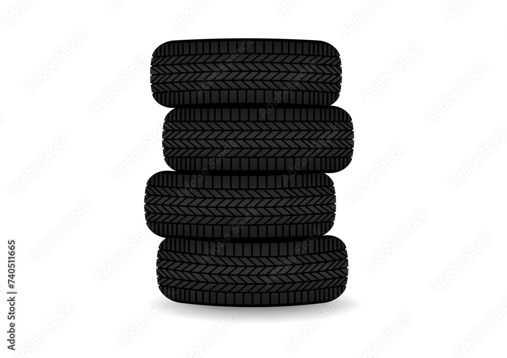 Car Wheel or Car Tire. Vector Illustration Isolated on White Background. Car Wheel or Car Tire. Vector Illustration Isolated on White Background.
