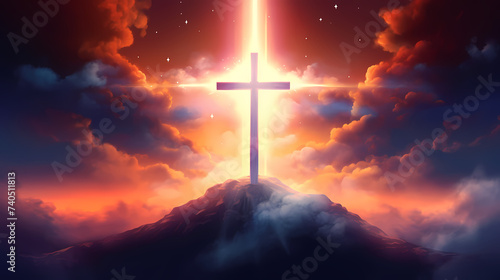 Christian cross, Good Friday wooden cross background with copy space