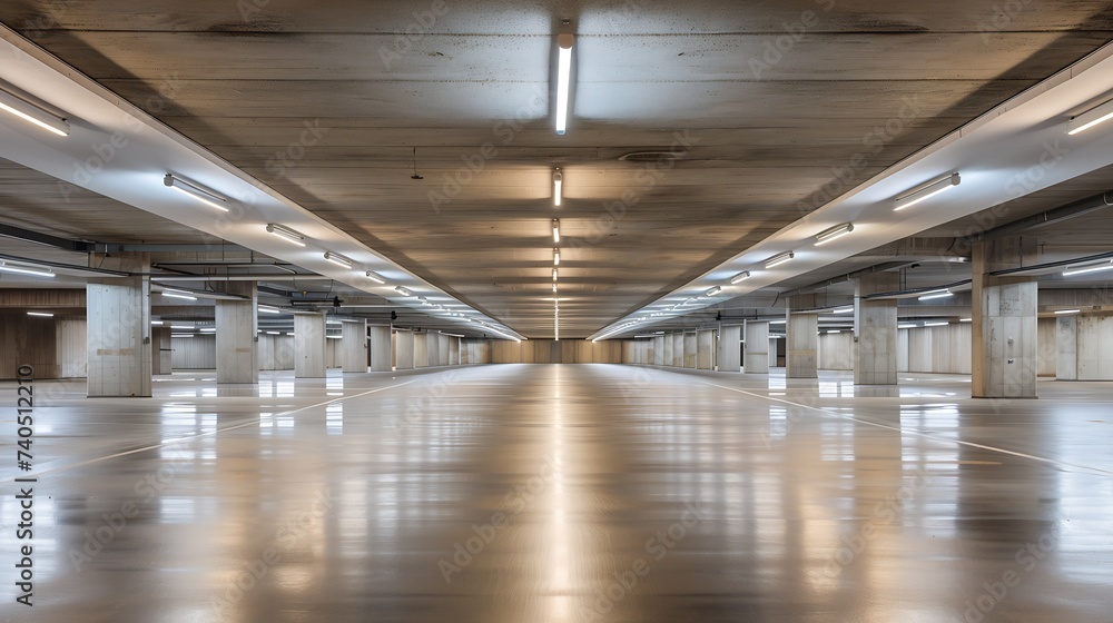 Empty underground parking background with copy space : Generative AI