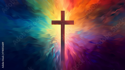 Christian cross, Good Friday wooden cross background with copy space © ma