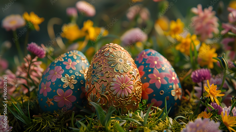 Easter Eggs with Flowers Easter Eggs with Flowers