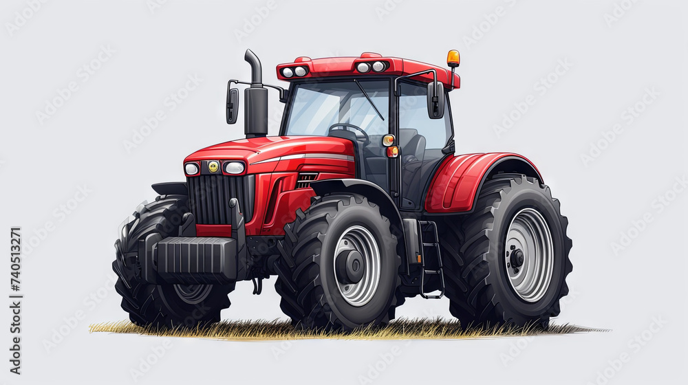 Red tractor on the grey background Red tractor on the grey background