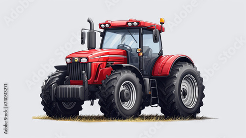 Red tractor on the grey background