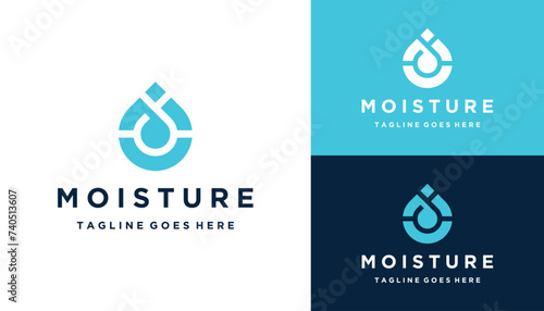 Initial Letter M with Aqua Moisture Dew Water Drop Logo Design