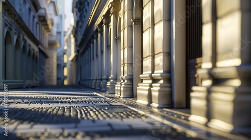 empty street and detail of a building in a city : Generative AI