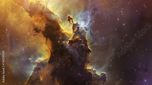 Details show of the Pillars of Creation in Eagle Nebula The elements of image  Credit  ESA CSA STScI Joseph DePasquale STScI Anton M Koekemoer STScI Alyssa Pagan STScI : Generative AI photo