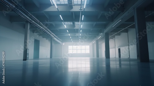 Empty warehouse office or commercial area, industrial background : Generative AI