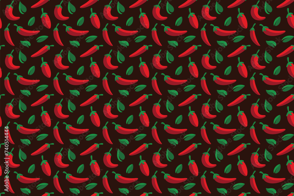 Chili Pepper Seamless Pattern Background Illustration
