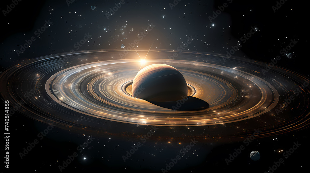 Stunning winning photo of Saturn's ring towers, concept of planetary rings Stunning winning photo of Saturn's ring towers, concept of planetary rings