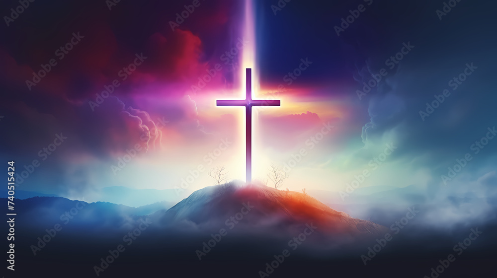 Fototapeta premium Christian cross, abstract Christian cross painting art