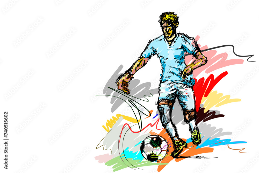 action football sport art and brush strokes style.