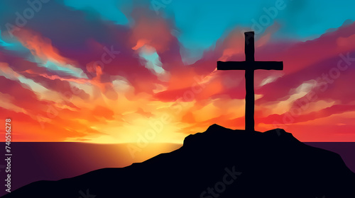 Christian cross, abstract Christian cross painting art