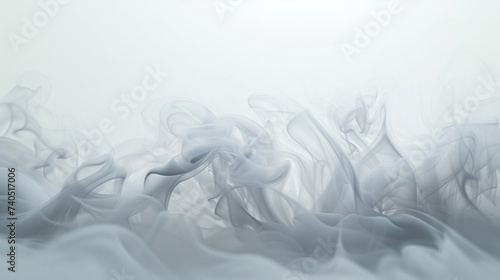 A serene composition of smoke wafting elegantly across a white backdrop, evoking a sense of peaceful motion.