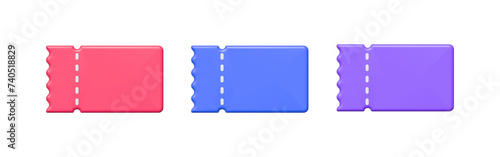 3d blank, empty coupon voucher ticket icon isolated on white background. Template for mock up. Online shopping promotion concept. Rendering cartoon object illustration