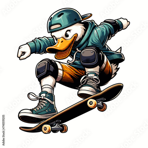 cartoon duck on a skateboard