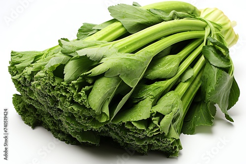 close up a Rapini broccoli rabe isolated on white  photo