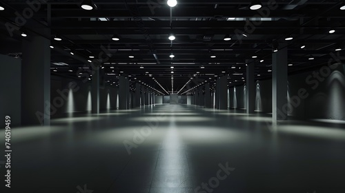 Empty hall exhibition centre.The backdrop for exhibition stands, booth,market,trade show.Conversation for activity,meeting.Arena for entertainment,event,sports.Indoor for Factory,showr : Generative AI photo