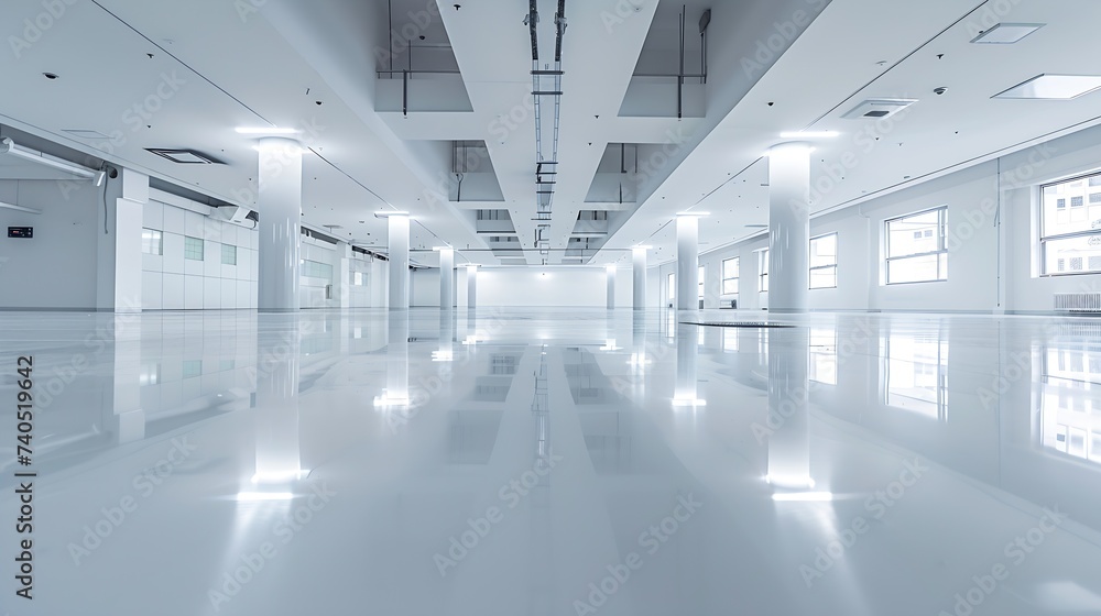 Fototapeta premium Car Parking Lot Floor Area of Shopping Mall, Perspective View Empty of Car Park Structure Building at Department Store. Auto Service Parking Lots Flooring : Generative AI