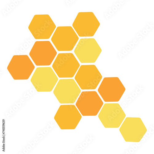 Bee honeycomb illustration. Golden honeycomb. Cells for honey.