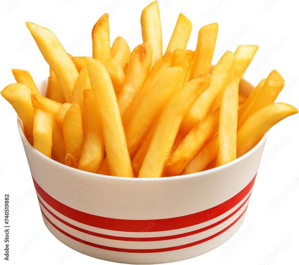 Potato fry in a white paper cup