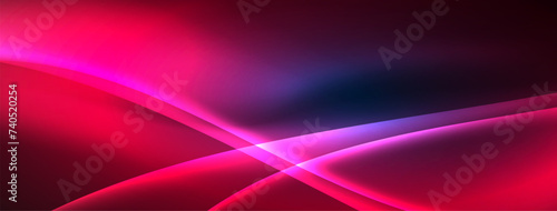 Neon light glowing waves and lines background set for wallpaper, business card, cover, poster, banner, brochure, header, website