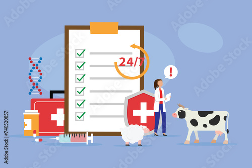 Lactose Intolerance - Dairy Products Intolerant with doctor and medicines vector illustration