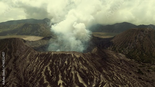 Breathtaking aerial view of Bromo Mount captured by drone, showcasing its majestic beauty and natural grandeur.