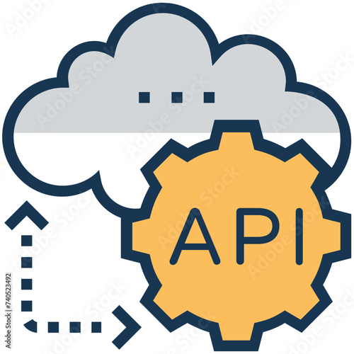 Trendy flat icon of api