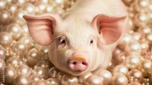 豚に真珠　ことわざイメージ photo