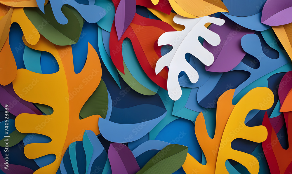 Obraz premium papercut flat design large pattern, Generative AI