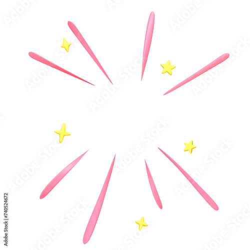 3d pink confetti pop with sparkle, cute text pop effect