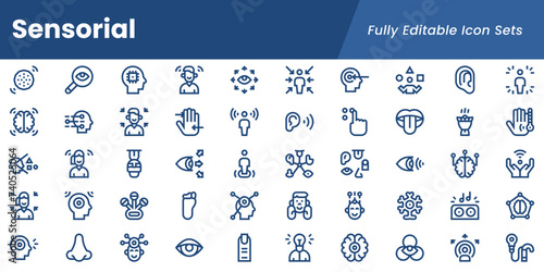 Sensorial line icon pack. Sensorial line icon collection.	 photo