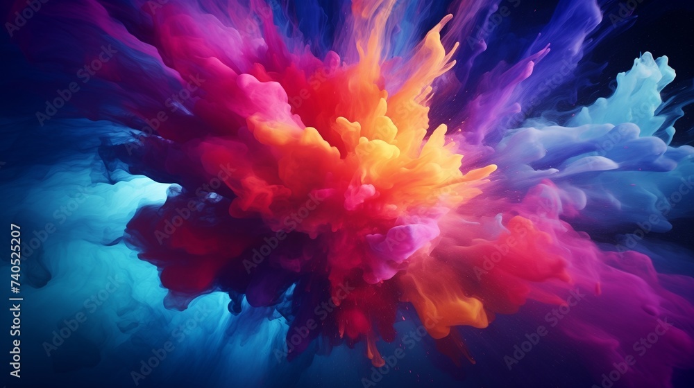 Vibrant bursts of energy exploding into a symphony of radiant hues and dynamic movement