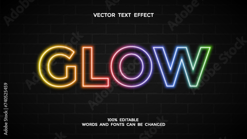 colorful neon glow editable text effect
