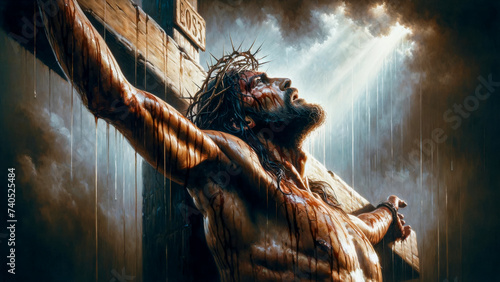 The Sacrificial Blood: Christ's Crucifixion at Calvary as Jesus Utters His Last Words 'Father, into Your Hands I Commit My Spirit.