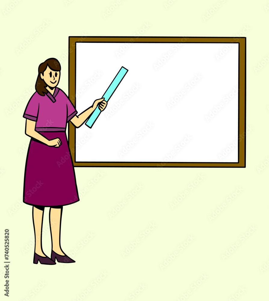 Female Teacher Teaching Vector Illustration Female Teacher Teaching Vector Illustration