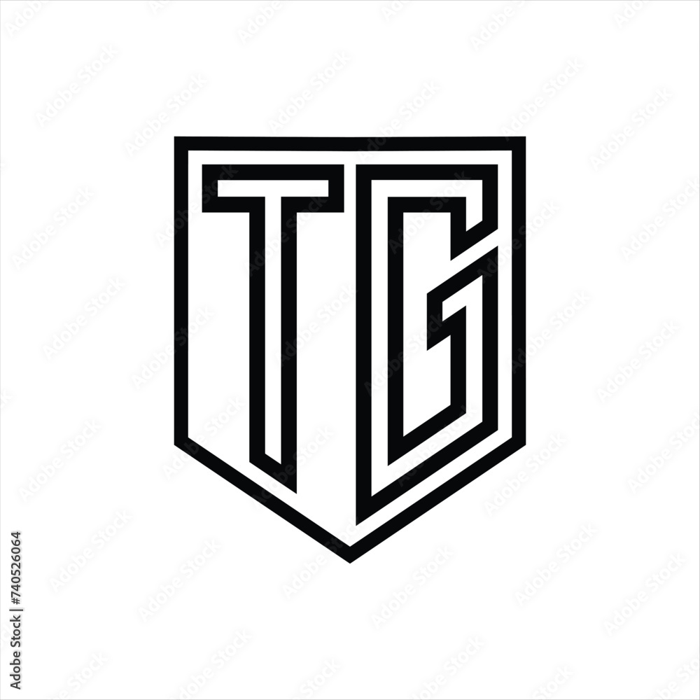 TG Letter Logo monogram shield geometric line inside shield isolated style design TG Letter Logo monogram shield geometric line inside shield isolated style design