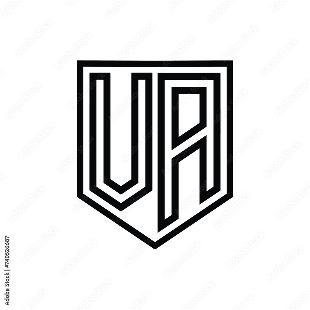 VA Letter Logo monogram shield geometric line inside shield isolated style design