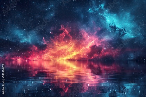 reflection in the sea  fabulous night sky  wallpaper  background 