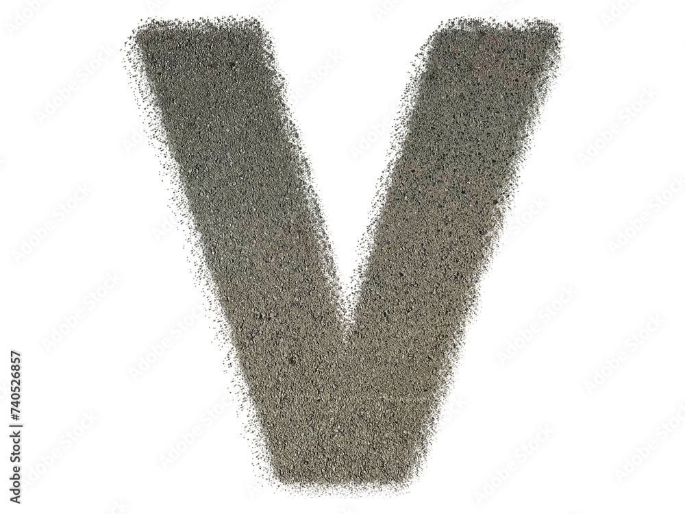 Letter V shape made of sand, isolated on PNG transparent background, suitable for template design Letter V shape made of sand, isolated on PNG transparent background, suitable for template design