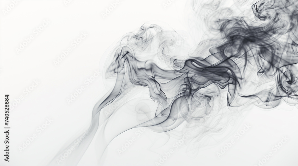 Ethereal smoke streams gently drifting across a white void, symbolizing tranquility and purity.