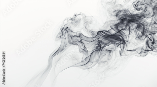 Ethereal smoke streams gently drifting across a white void, symbolizing tranquility and purity.