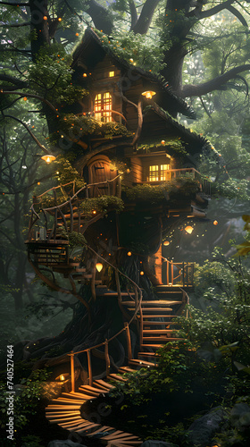 Fantasy tree house in forest © Davy
