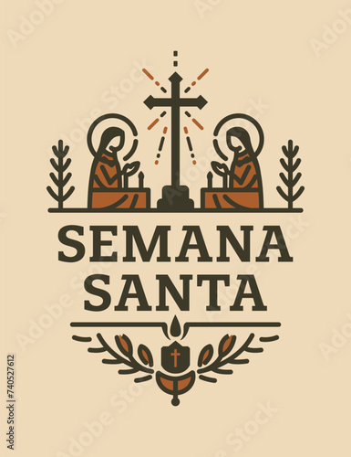 Semana Santa, Holy Week Lent spanish text vector, Latin religious tradition