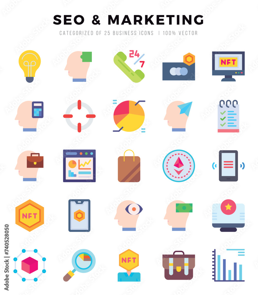 SEO & MARKETING Icons bundle. Flat style Icons. Vector illustration. SEO & MARKETING Icons bundle. Flat style Icons. Vector illustration.