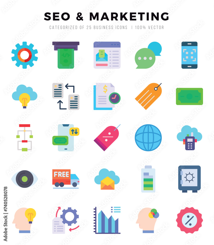 SEO & MARKETING icons set. Vector illustration.