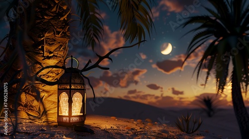 Arabia Sahara lantern and moon setup   photo
