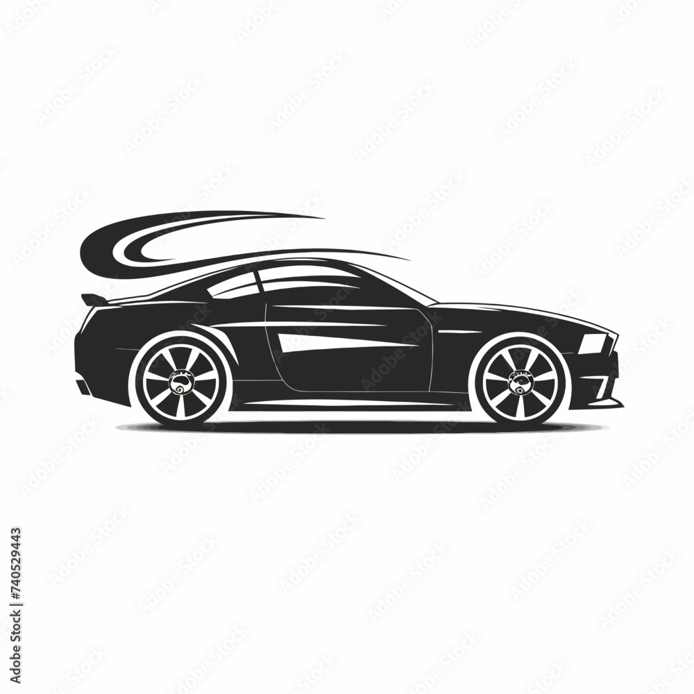 Vector black simple abstract car logo element on white background Generative Ai