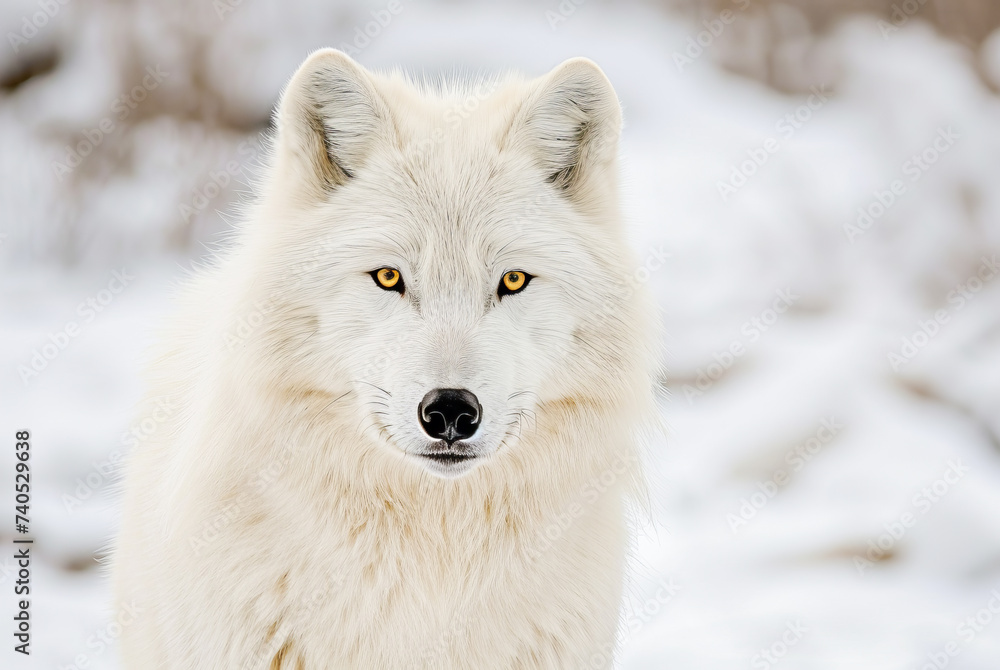 Arctic Wolf Canis lupus arctos in the snow, World Wildlife Day, March